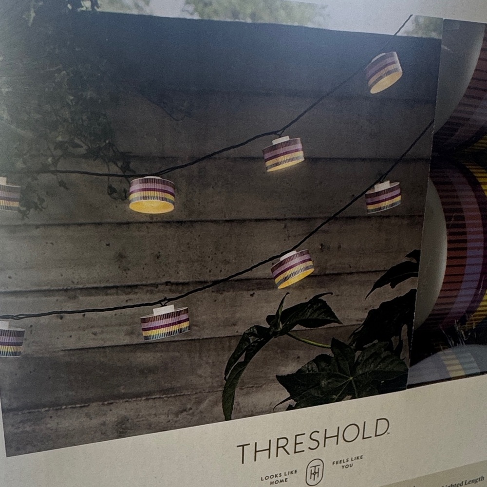 Threshold Multicolor Striped Paper Lantern LED String Lights - Picture 3 of 4